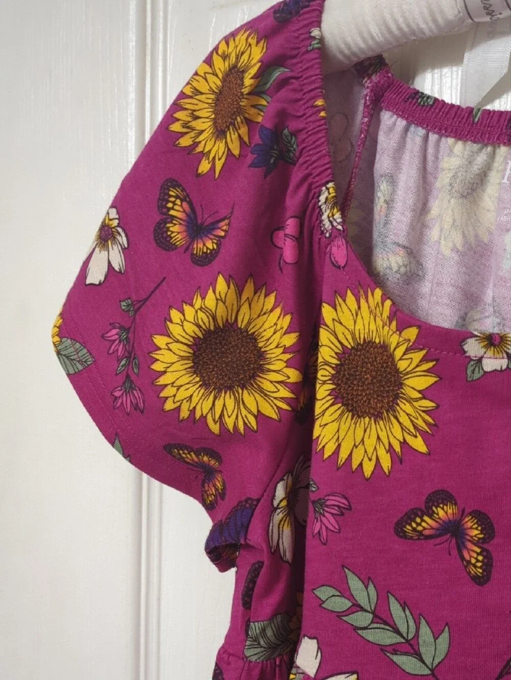 The Children's Place Magenta Sunflower & Butterfly Tiered Knit Dress